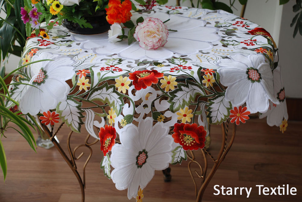embroidery floral table cloth FH-45