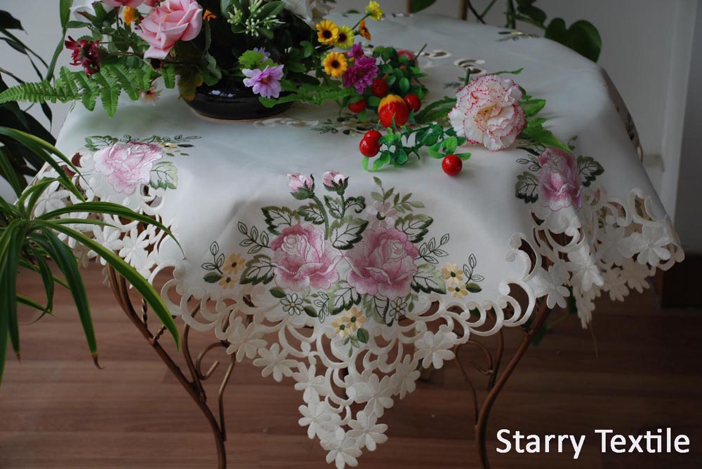 embroidery floral table cloth FH-96