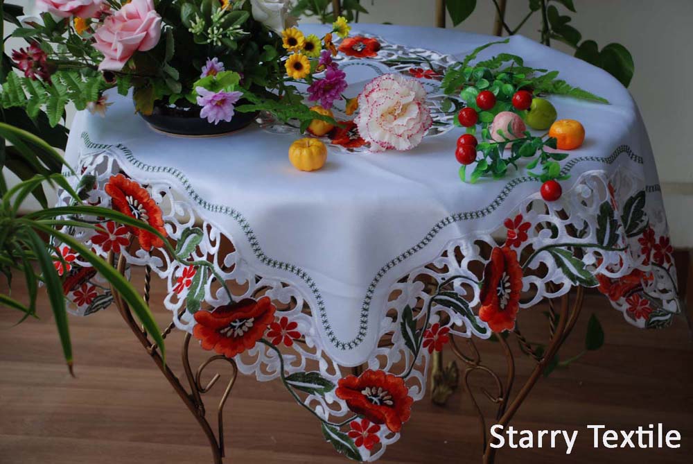 embroidery floral table cloth FH-228