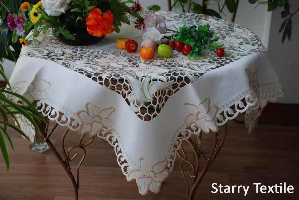 embroidery floral table cloth FH-56